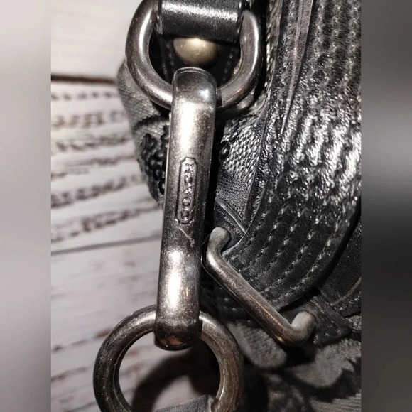 Coach Madison Sequin Logo Satchel Bag Silver Black 2000s Y2K Style 15940 Op Art - Picture 5 of 12